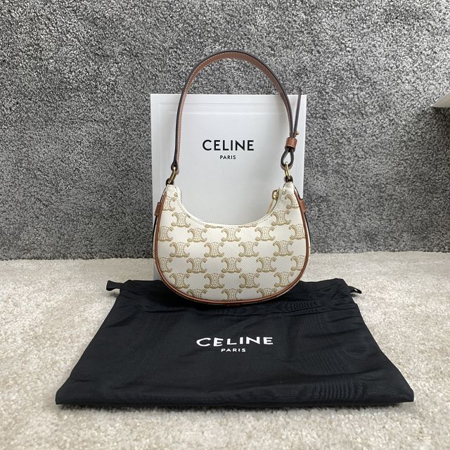 Celine original triomphe canvas mini ava bag 101602 white