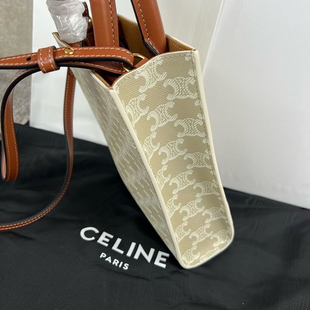 Celine original triomphe canvas mini cabas 194372 beige