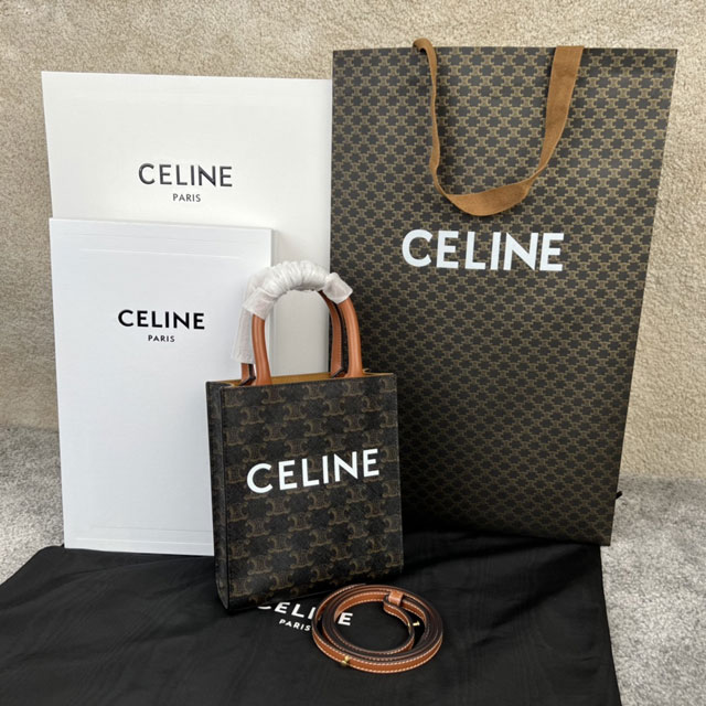 Celine original triomphe canvas mini cabas 194372 tan