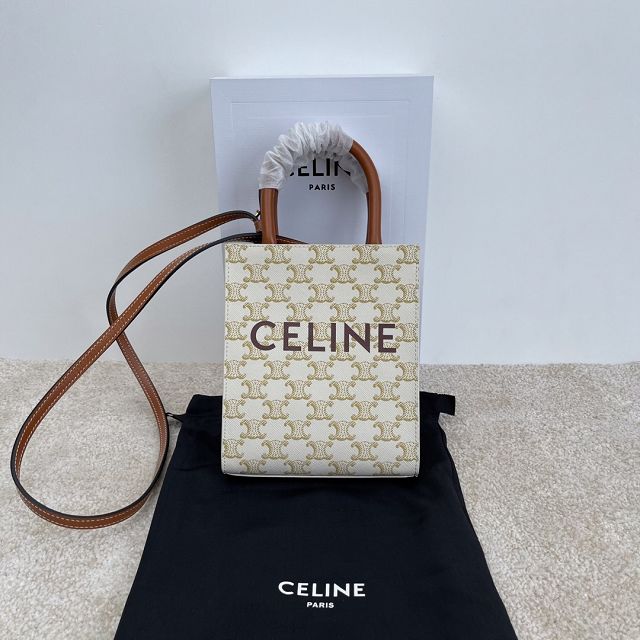 Celine original triomphe canvas mini cabas 194372 white