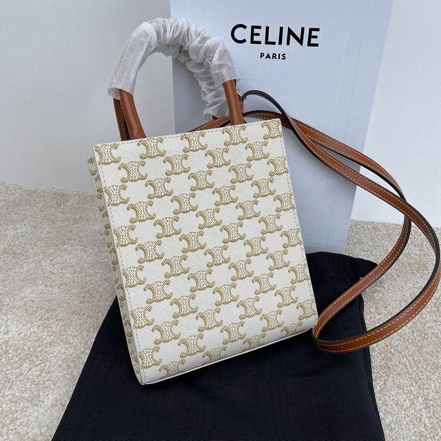 Celine original triomphe canvas mini cabas 194372 white