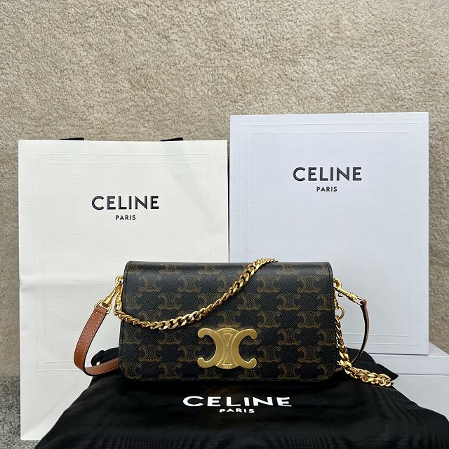 Celine original triomphe canvas multi pochette 10L972 tan