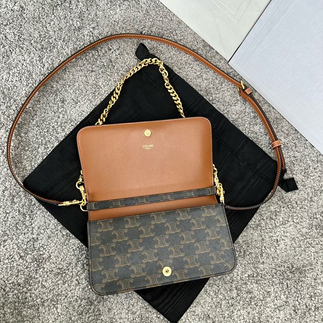 Celine original triomphe canvas multi pochette 10L972 tan