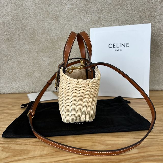 Celine original wicker couffin tote handbag 116572 tan