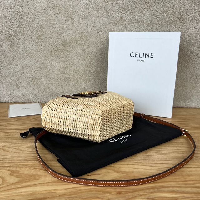 Celine original wicker couffin tote handbag 116572 tan