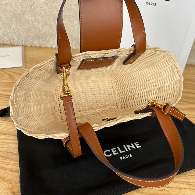 Celine original wicker couffin tote handbag 116572 tan