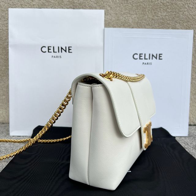 Celine original calfskin medium victoire bag 115853 white