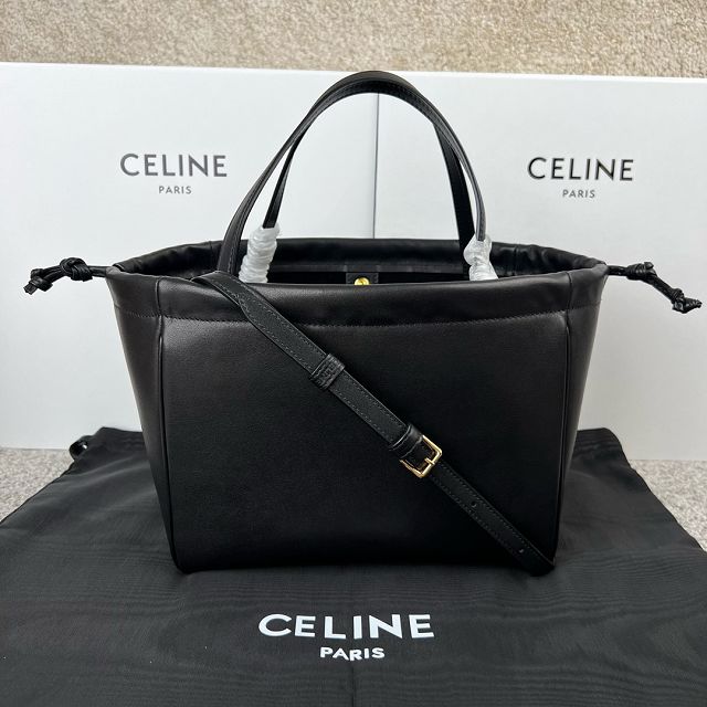 Celine original calfskin small cabas drawstring 111013 black	