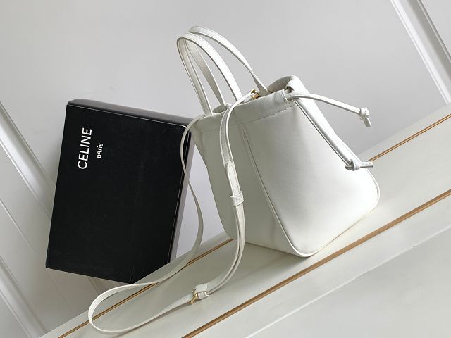 Celine original calfskin small cabas drawstring 111013 white