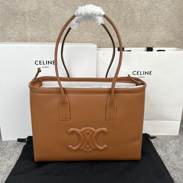 Celine original calfskin large cabas drawstring 199973 tan