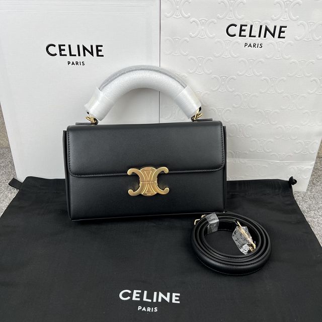 Celine original calfskin triomphe box bag 199992 black