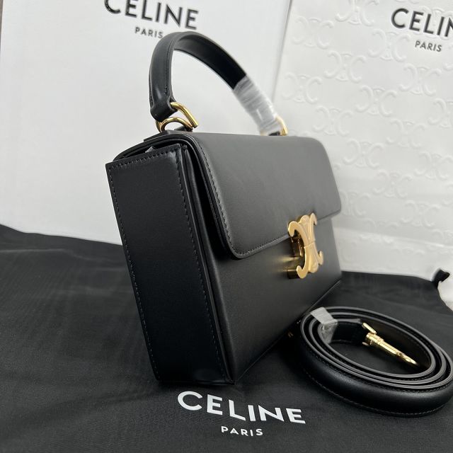 Celine original calfskin triomphe box bag 199992 black