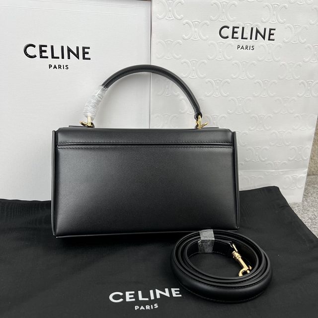 Celine original calfskin triomphe box bag 199992 black