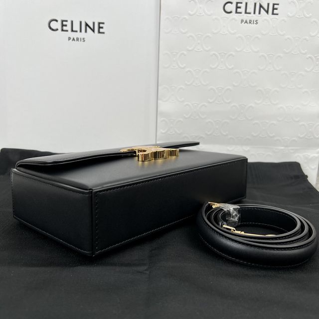 Celine original calfskin triomphe box bag 199992 black