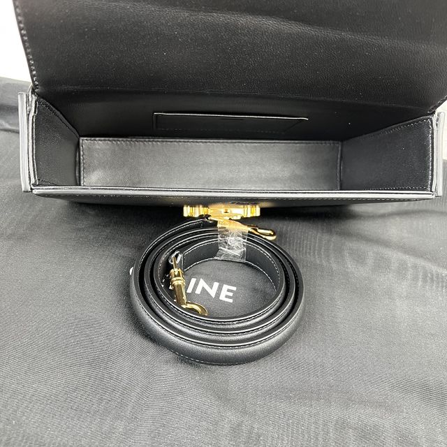 Celine original calfskin triomphe box bag 199992 black