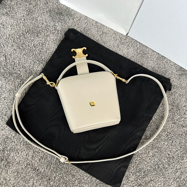 Celine original calfskin triomphe mini bucket bag 10K943 beige