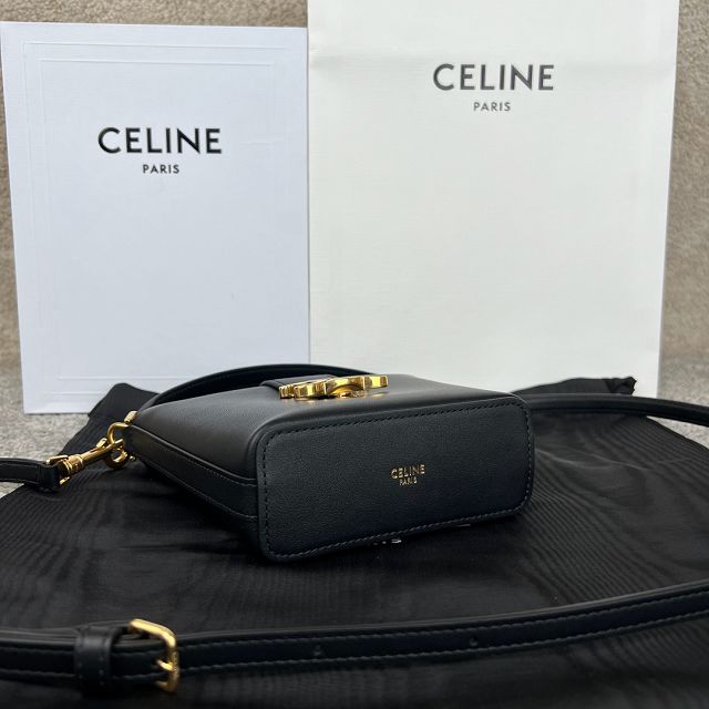 Celine original calfskin triomphe mini bucket bag 10K943 black