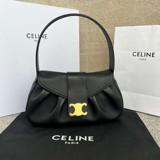 Celine original calfskin triomphe polly bag 115633 black