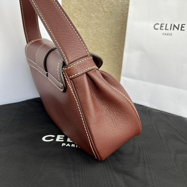 Celine original calfskin triomphe polly bag 115633 dark brown