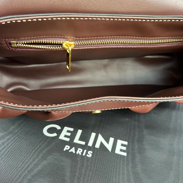 Celine original calfskin triomphe polly bag 115633 dark brown