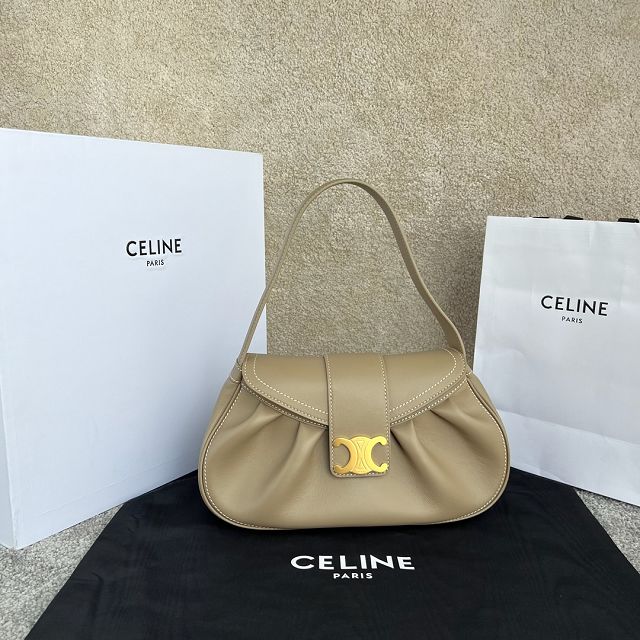 Celine original calfskin triomphe polly bag 115633 sepia