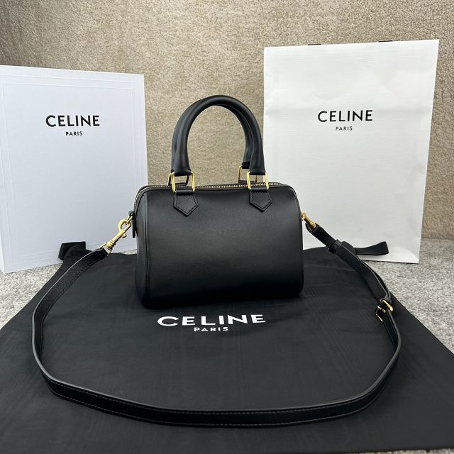 Celine original calfskin triomphe small boston bag 113773 black