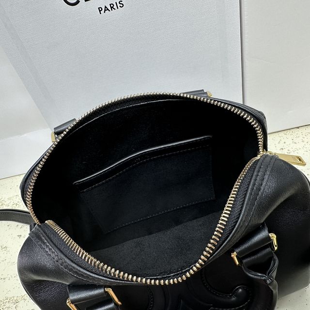 Celine original calfskin triomphe small boston bag 113773 black