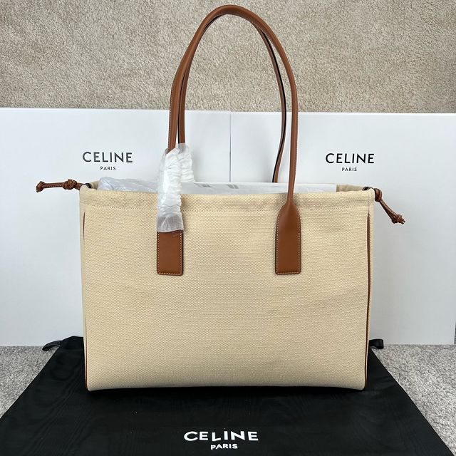 Celine original canvas large cabas drawstring 199973 natural