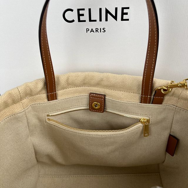 Celine original canvas small cabas drawstring 111013 natural