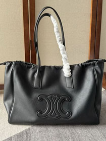 Celine original grained calfskin large cabas drawstring 199973 black