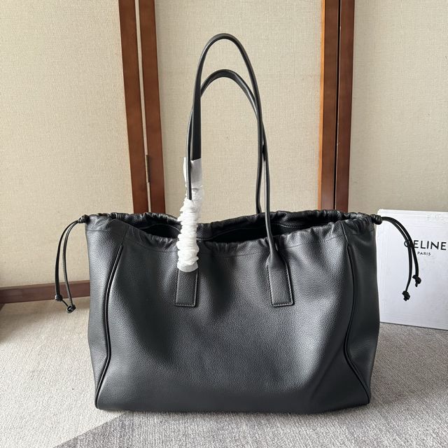 Celine original grained calfskin large cabas drawstring 199973 black