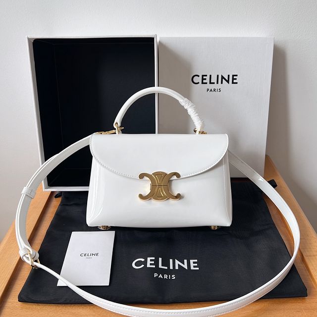 Celine original patent calfskin small nino bag 118113 white