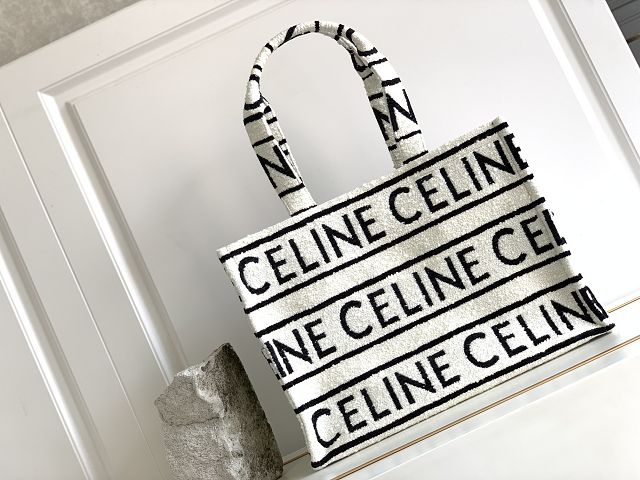 Celine original textile large cabas thais 196762 white&black