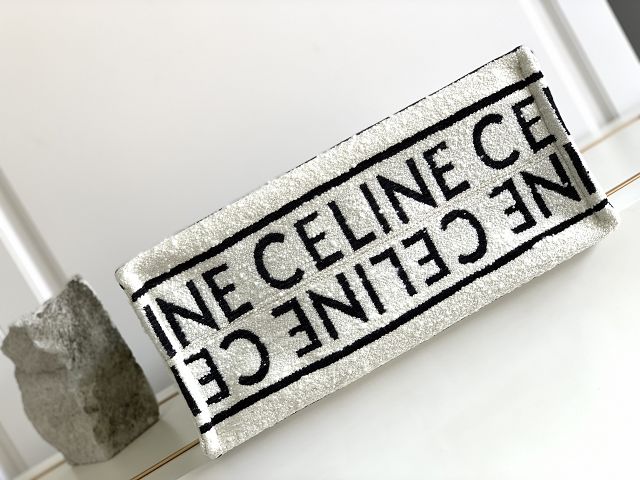 Celine original textile large cabas thais 196762 white&black