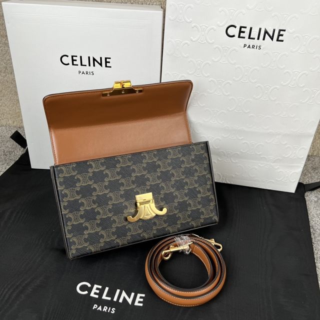 Celine original triomphe canvas box bag 199992 tan