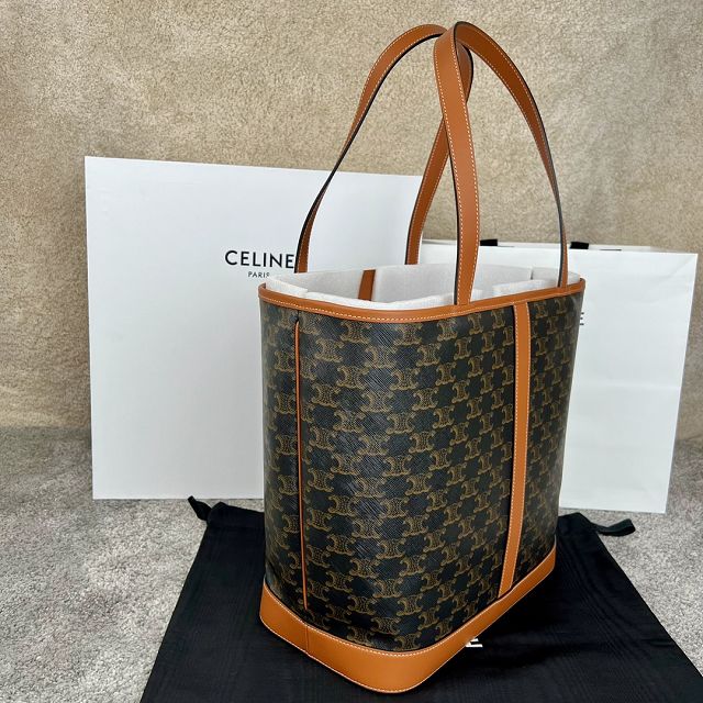 Celine original triomphe canvas medium cabas 115072 tan