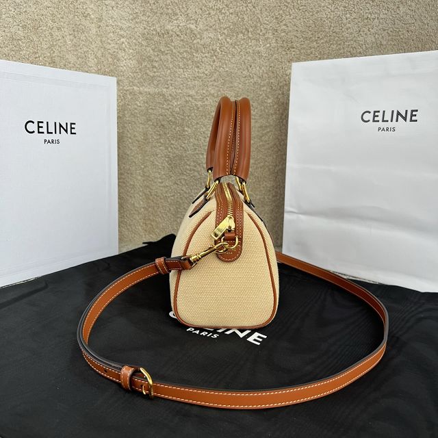 Celine original triomphe canvas small boston bag 113773 natural