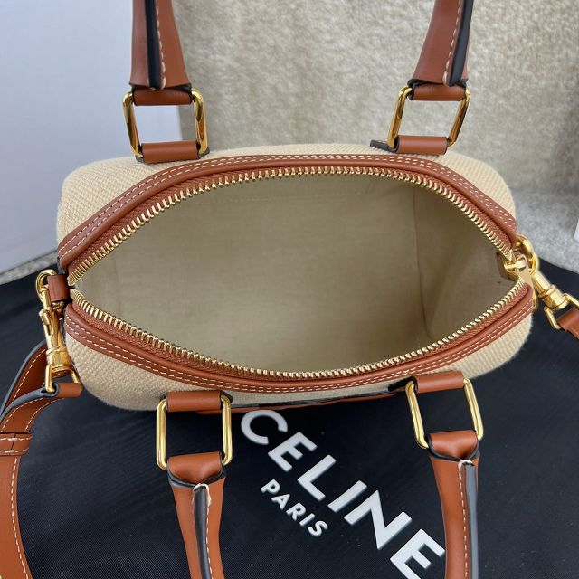 Celine original triomphe canvas small boston bag 113773 natural