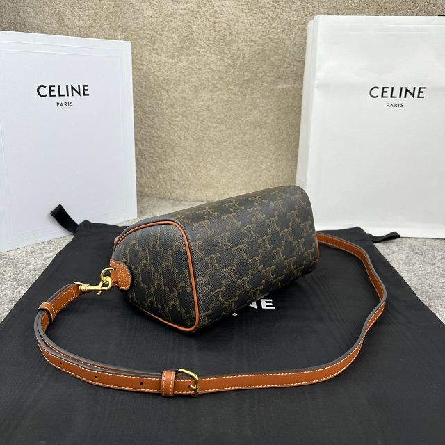 Celine original triomphe canvas small boston bag 113773 tan