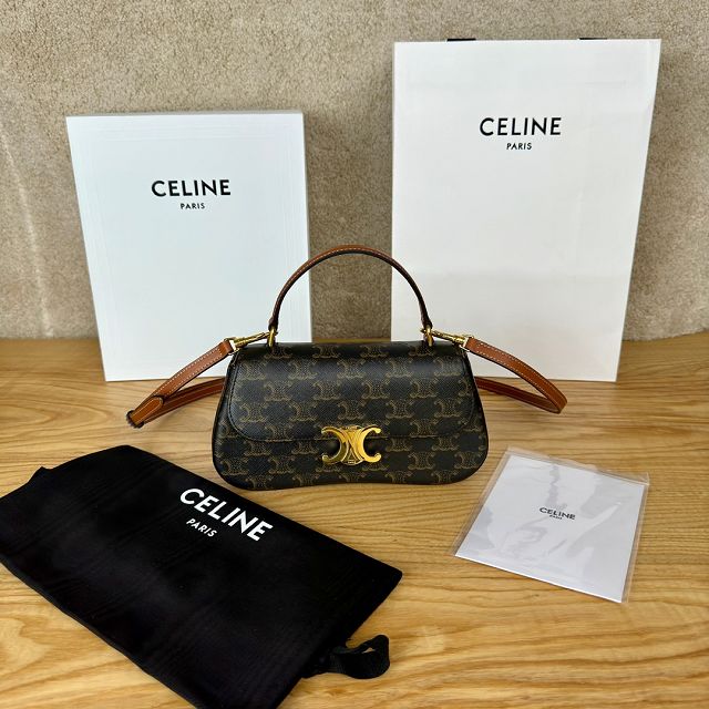 Celine original triomphe canvas small lola bag 119533 tan