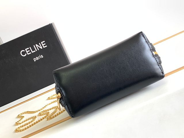 Celine original calfskin clutch with chain 10E382 black