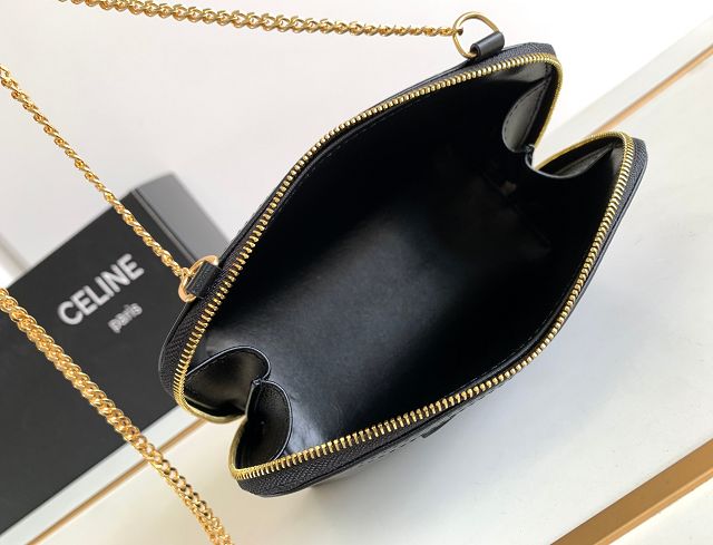 Celine original calfskin clutch with chain 10E382 black