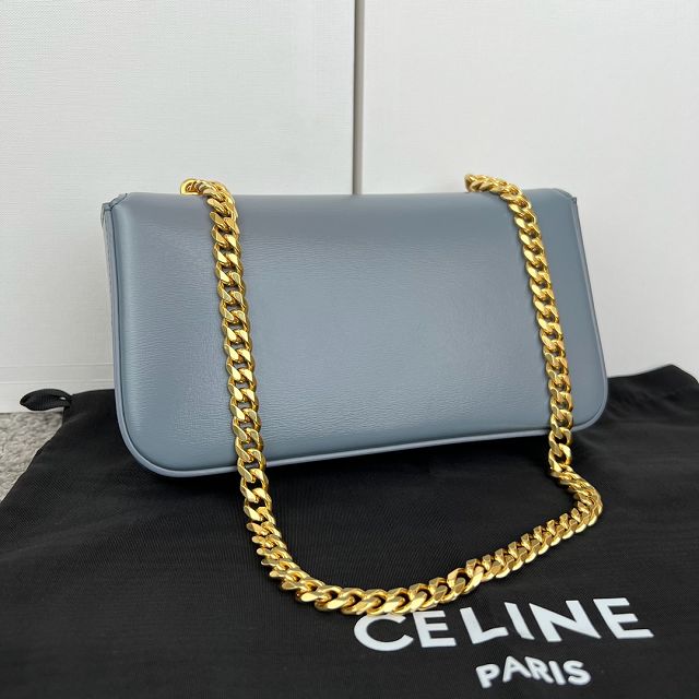 Celine original calfskin triomphe chain shoulder bag 197993 blue