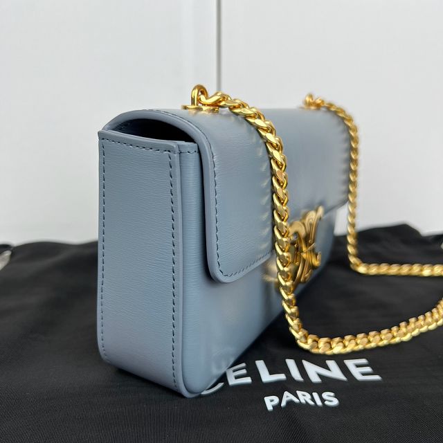 Celine original calfskin triomphe chain shoulder bag 197993 blue