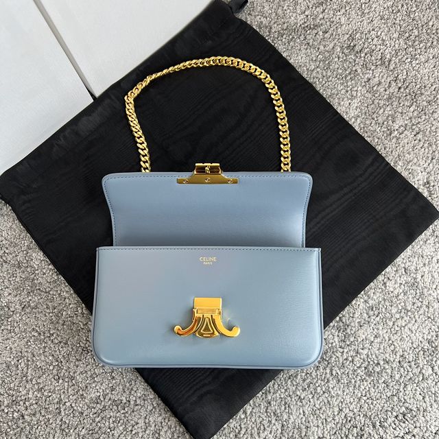 Celine original calfskin triomphe chain shoulder bag 197993 blue