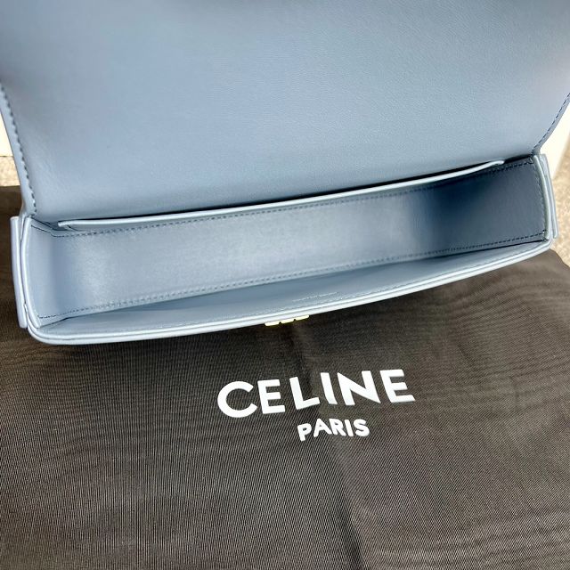 Celine original calfskin triomphe chain shoulder bag 197993 blue