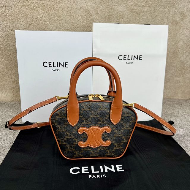 Celine original canvas small bowling bag 110462 tan