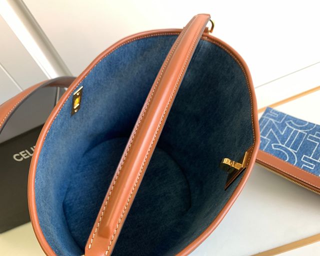 Celine original denim bucket 16 bag 195573 blue