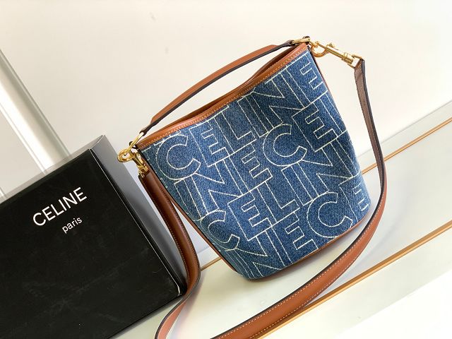 Celine original denim mini bucket 16 bag 197573 blue