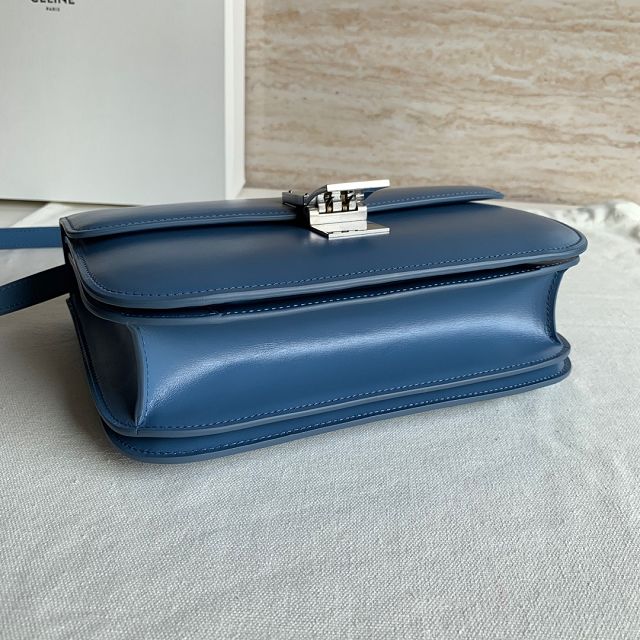 Celine original liege calfskin large classic box bag 11045 blue